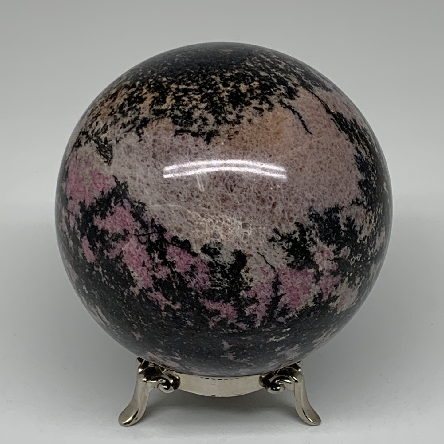 1980g, 3.9" (99mm) Natural Untreated Rhodonite Sphere Ball @Madagascar, B4665