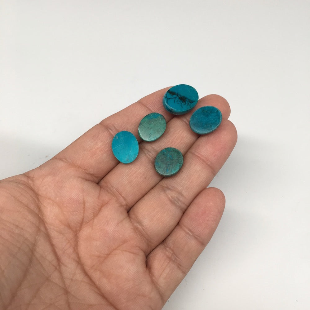 42 cts, 5pcs, Natural Oval Flat Bottom Chrysocolla Cabochons @Mexico,Lot29