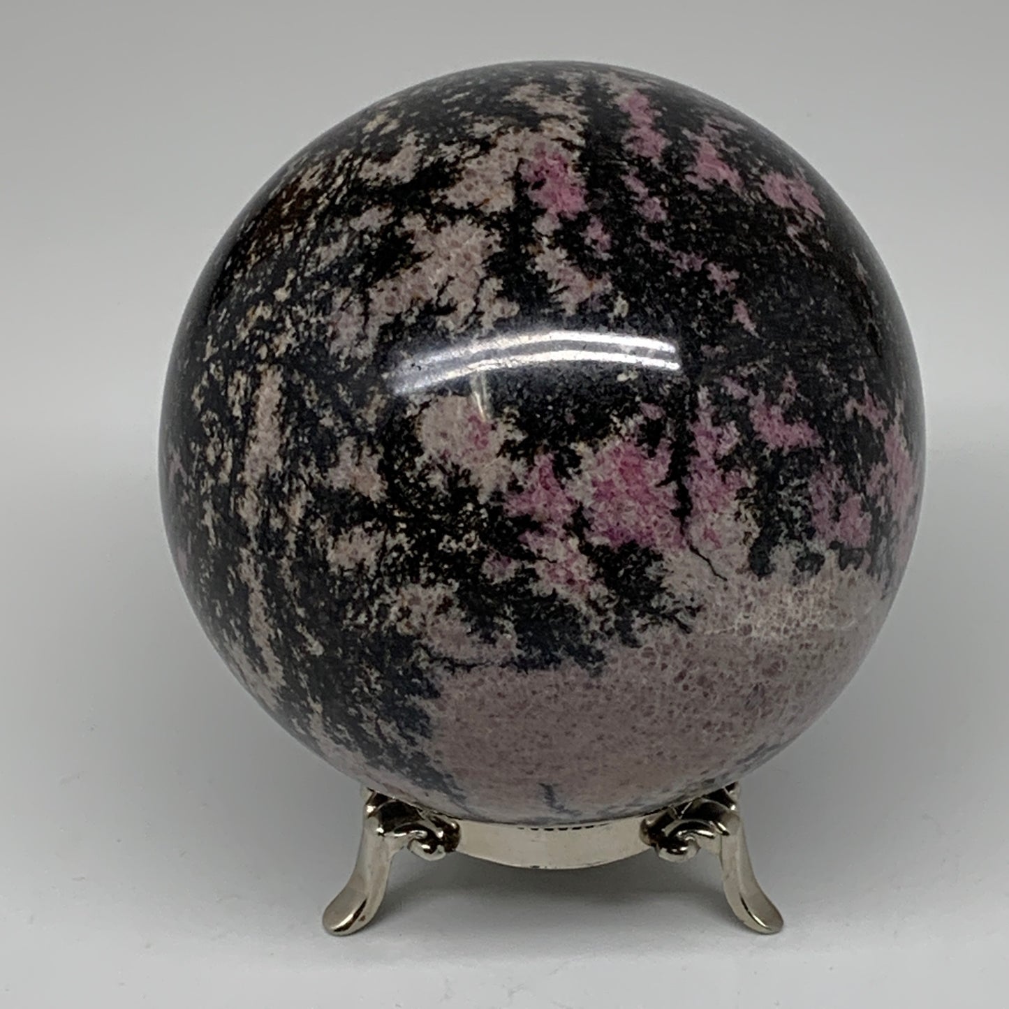 1980g, 3.9" (99mm) Natural Untreated Rhodonite Sphere Ball @Madagascar, B4665