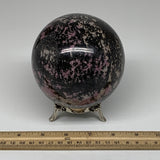 1980g, 3.9" (99mm) Natural Untreated Rhodonite Sphere Ball @Madagascar, B4665