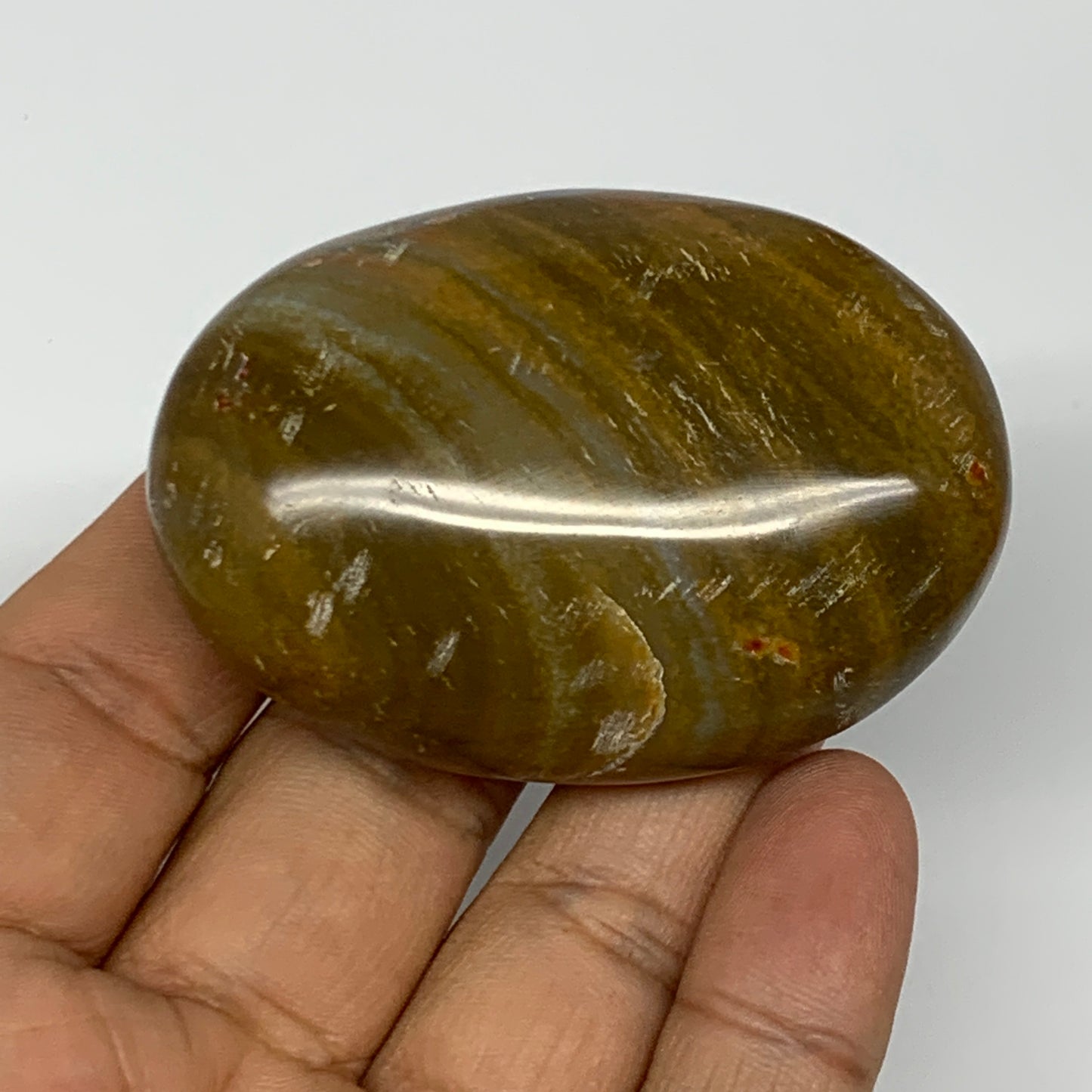 80.7g, 2.4"x1.7"x0.9" Ocean Jasper Palm-Stone Orbicular Jasper Reiki Energy,B166