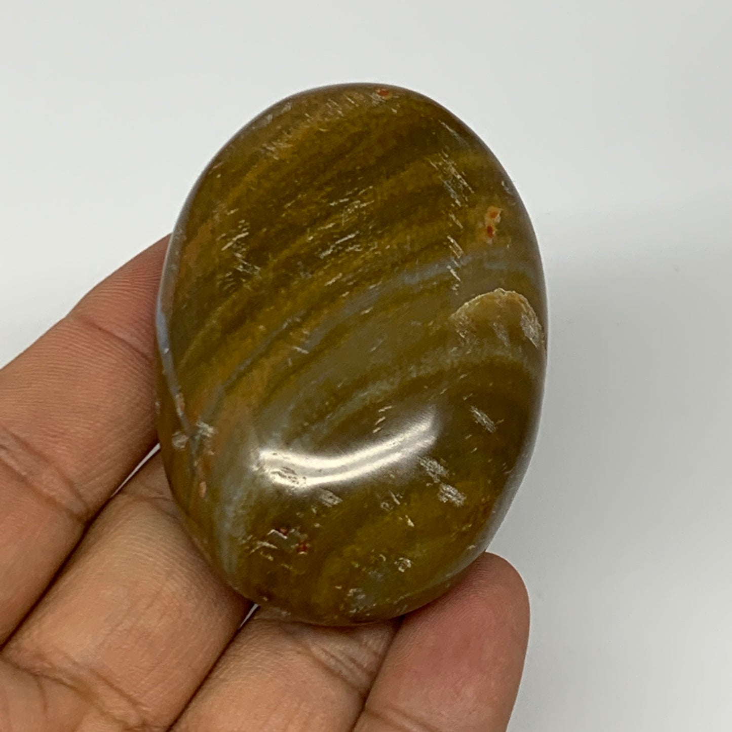 80.7g, 2.4"x1.7"x0.9" Ocean Jasper Palm-Stone Orbicular Jasper Reiki Energy,B166