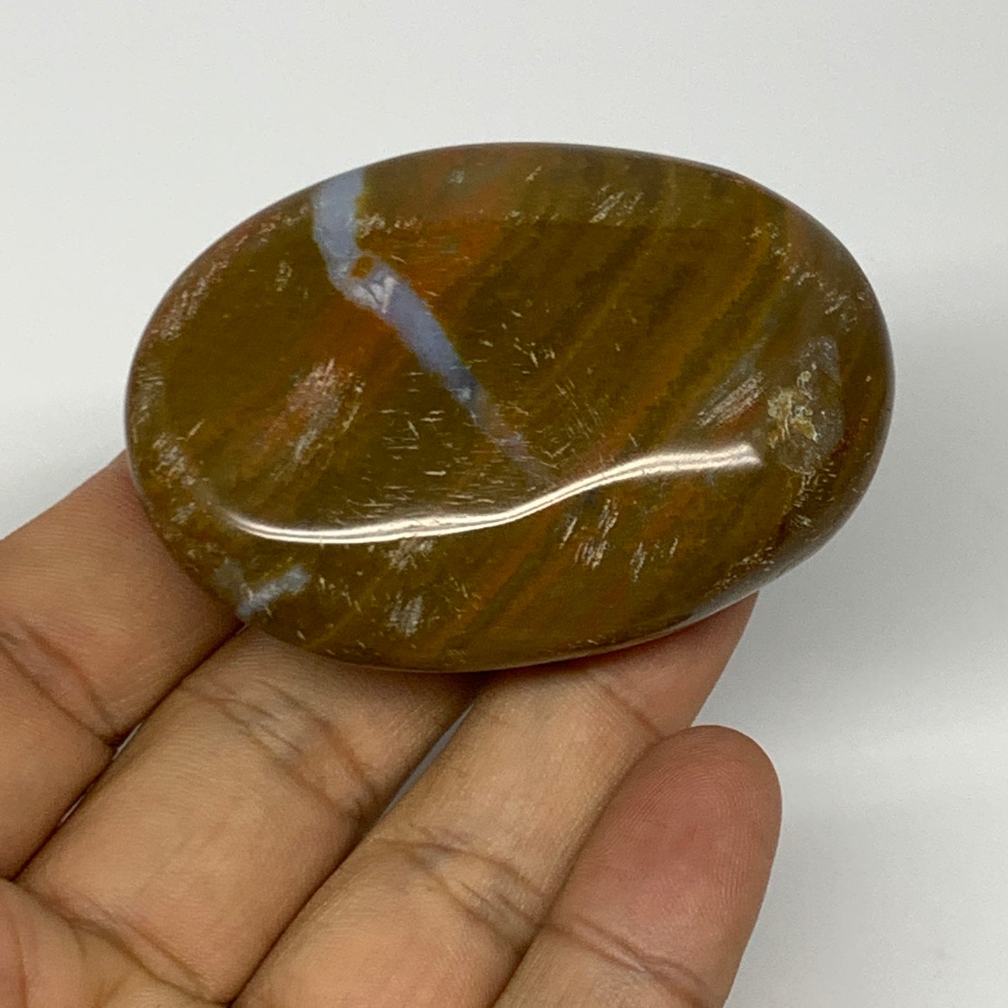 80.7g, 2.4"x1.7"x0.9" Ocean Jasper Palm-Stone Orbicular Jasper Reiki Energy,B166