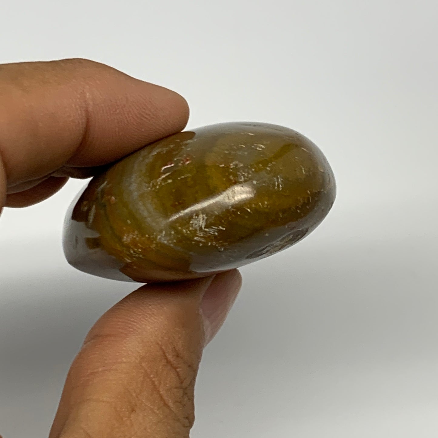 80.7g, 2.4"x1.7"x0.9" Ocean Jasper Palm-Stone Orbicular Jasper Reiki Energy,B166