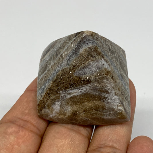 58.4g, 1.4"x1.6"x1.6" Chocolate/Gray Onyx Pyramid Gemstone @Morocco, B19010