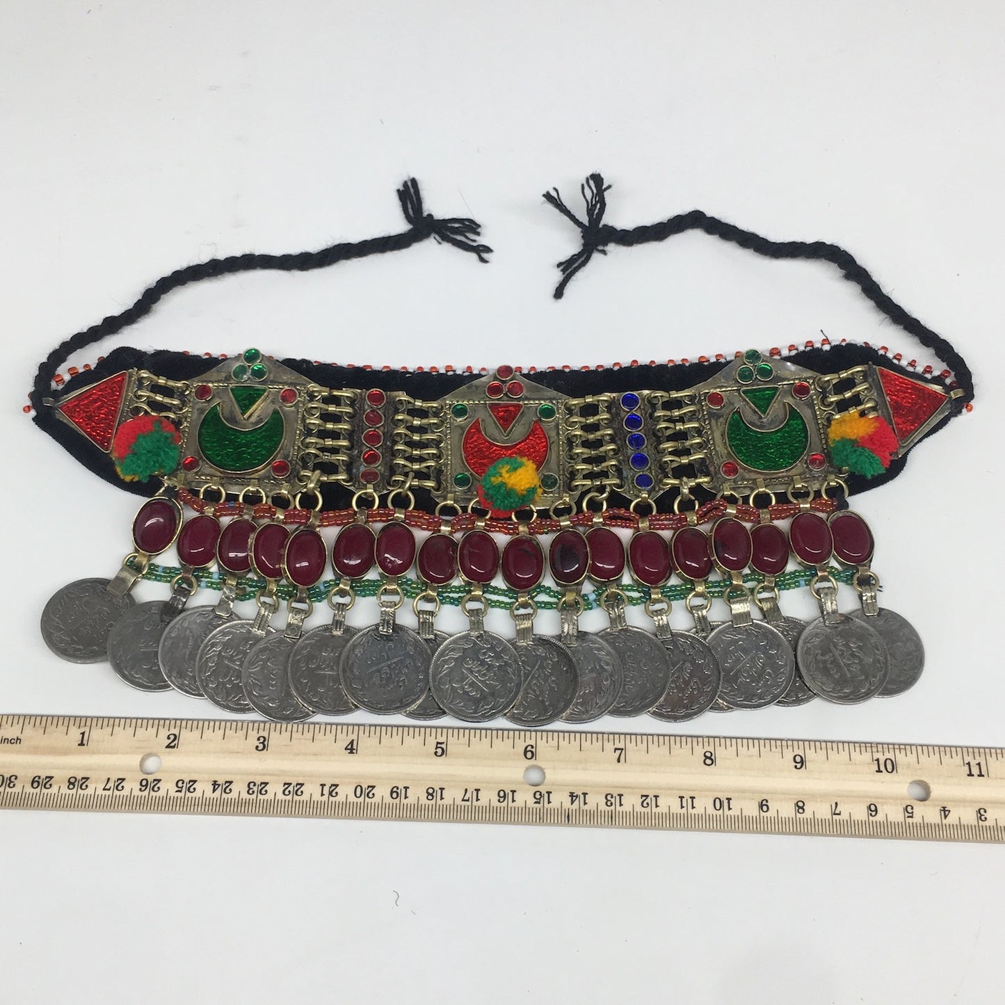 11.75"x4.5" Kuchi Choker Multi-Color Tribal Gypsy Bohemian Statement Coins,KC505