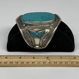 57.4g, 3.2" Vintage Reproduced Afghan Turkmen Synthetic Turquoise Cuff Bracelet,