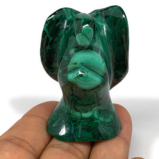 102g, 2.1"x1.4"x1.3" Natural Untreated Malachite Angel Figurine @Congo, B7314