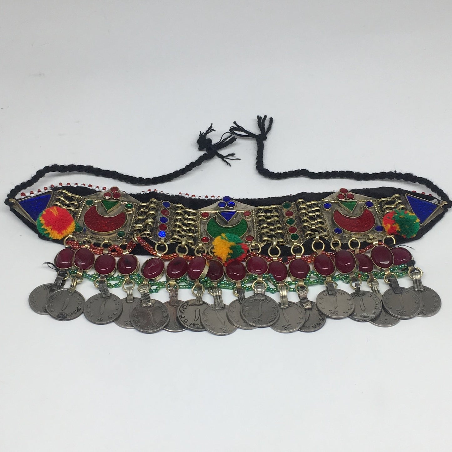 11.4"x4.5" Kuchi Choker Multi-Color Tribal Gypsy Bohemian Statement Coins,KC506