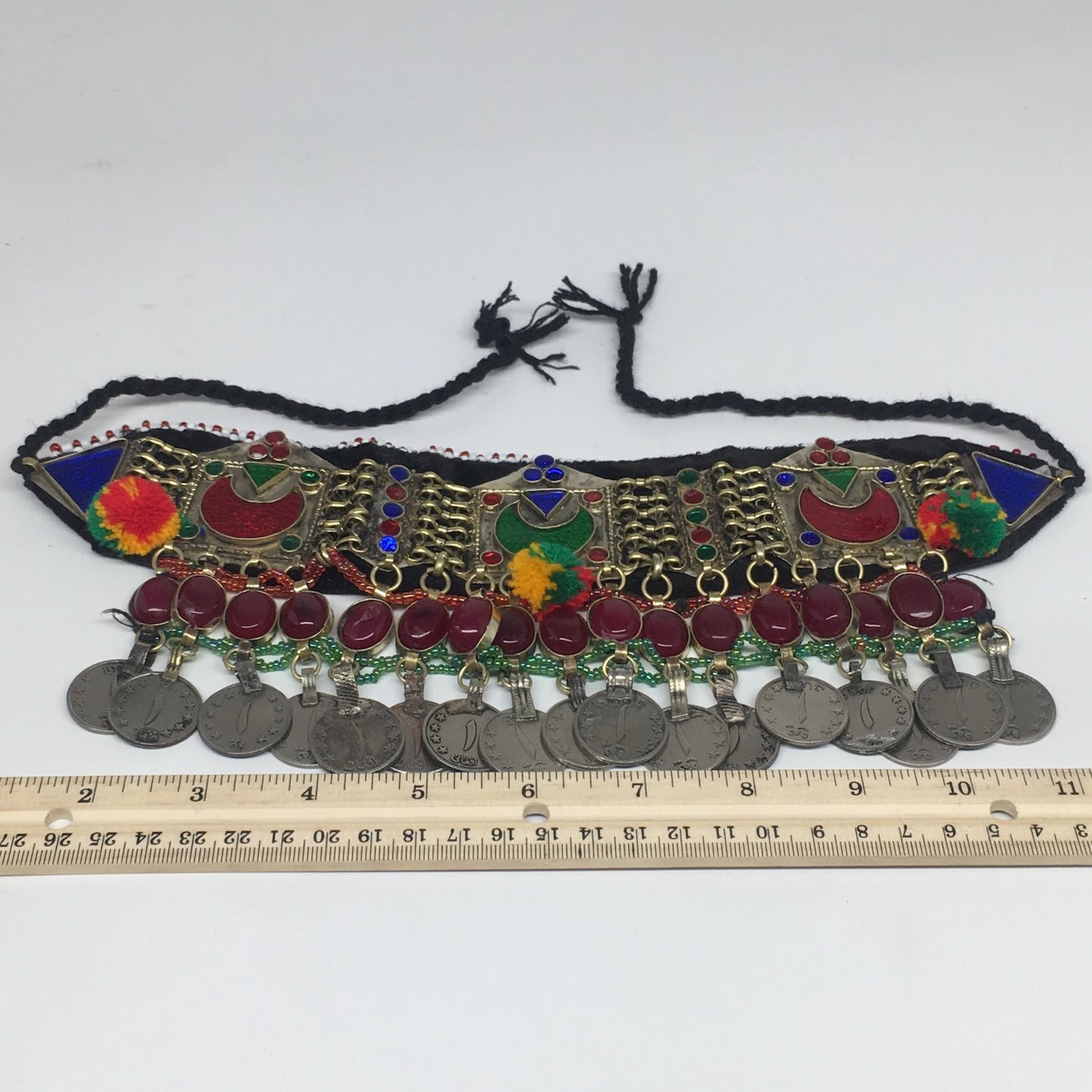 11.4"x4.5" Kuchi Choker Multi-Color Tribal Gypsy Bohemian Statement Coins,KC506