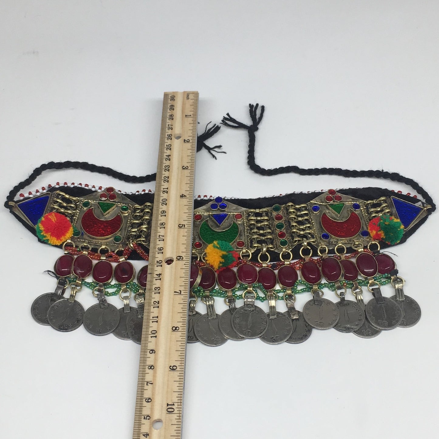 11.4"x4.5" Kuchi Choker Multi-Color Tribal Gypsy Bohemian Statement Coins,KC506