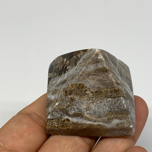 70.1g, 1.4"x1.6"x1.6" Chocolate/Gray Onyx Pyramid Gemstone @Morocco, B19011