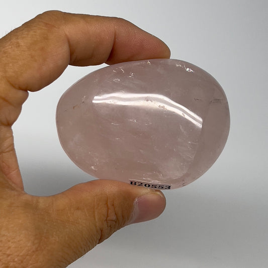 97.1g ,2.3"x1.7"x1", Rose Quartz Palm-stone Tumbled Reiki @Madagascar,B20553