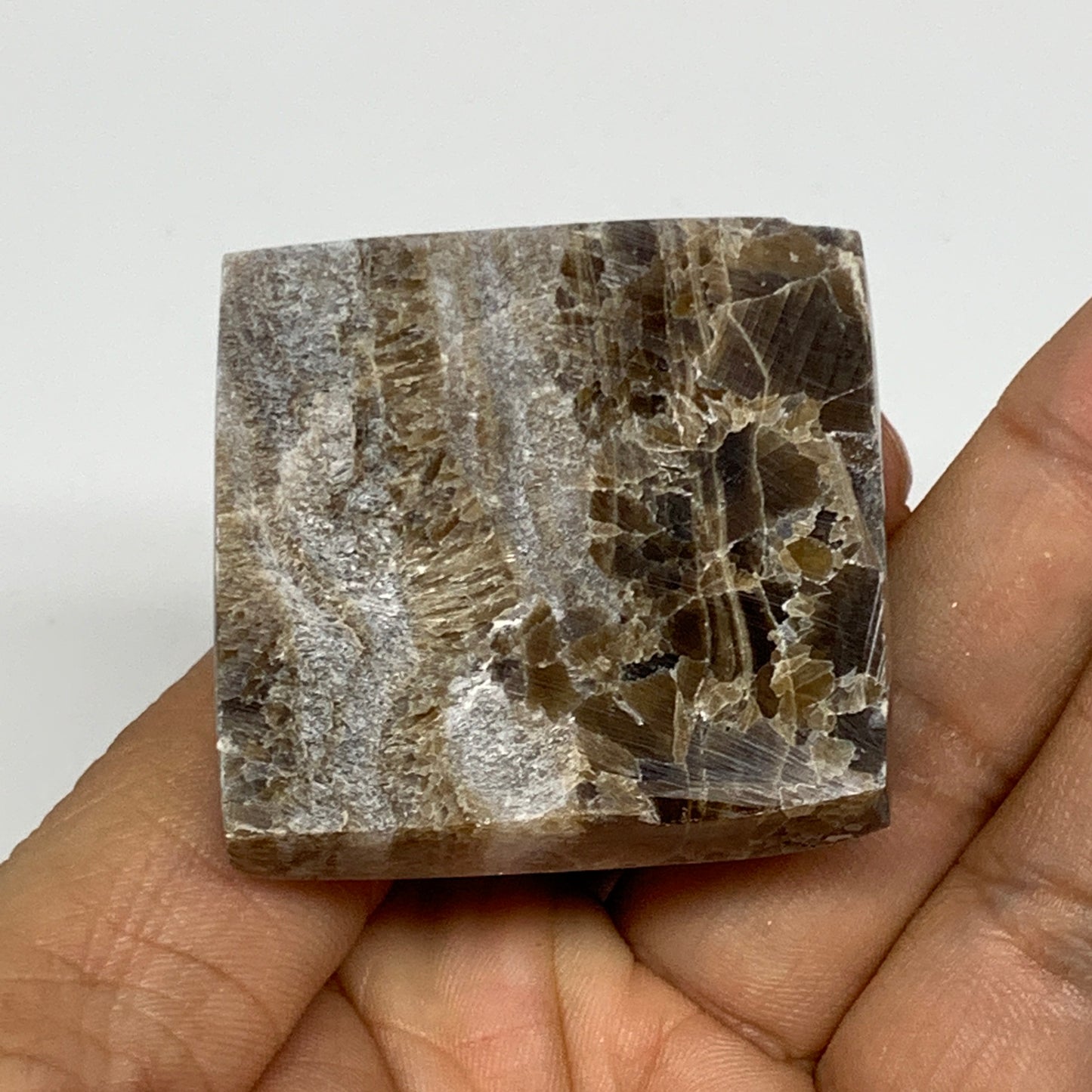 70.1g, 1.4"x1.6"x1.6" Chocolate/Gray Onyx Pyramid Gemstone @Morocco, B19011