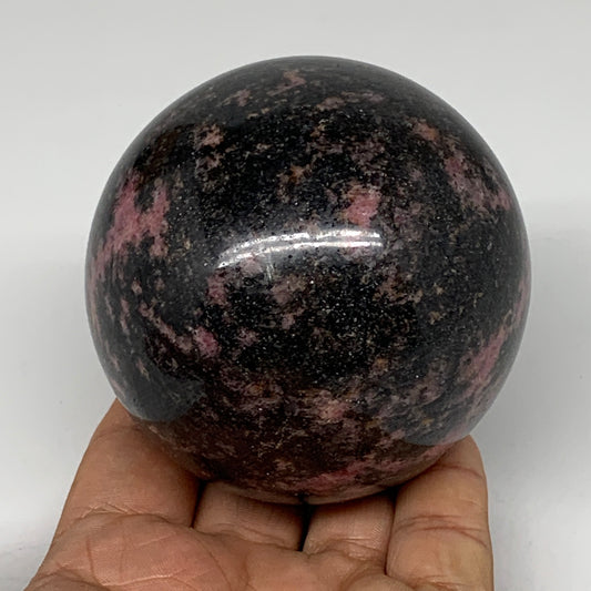 690g, 2.9" (74mm) Natural Untreated Rhodonite Sphere Ball @Madagascar, B4669