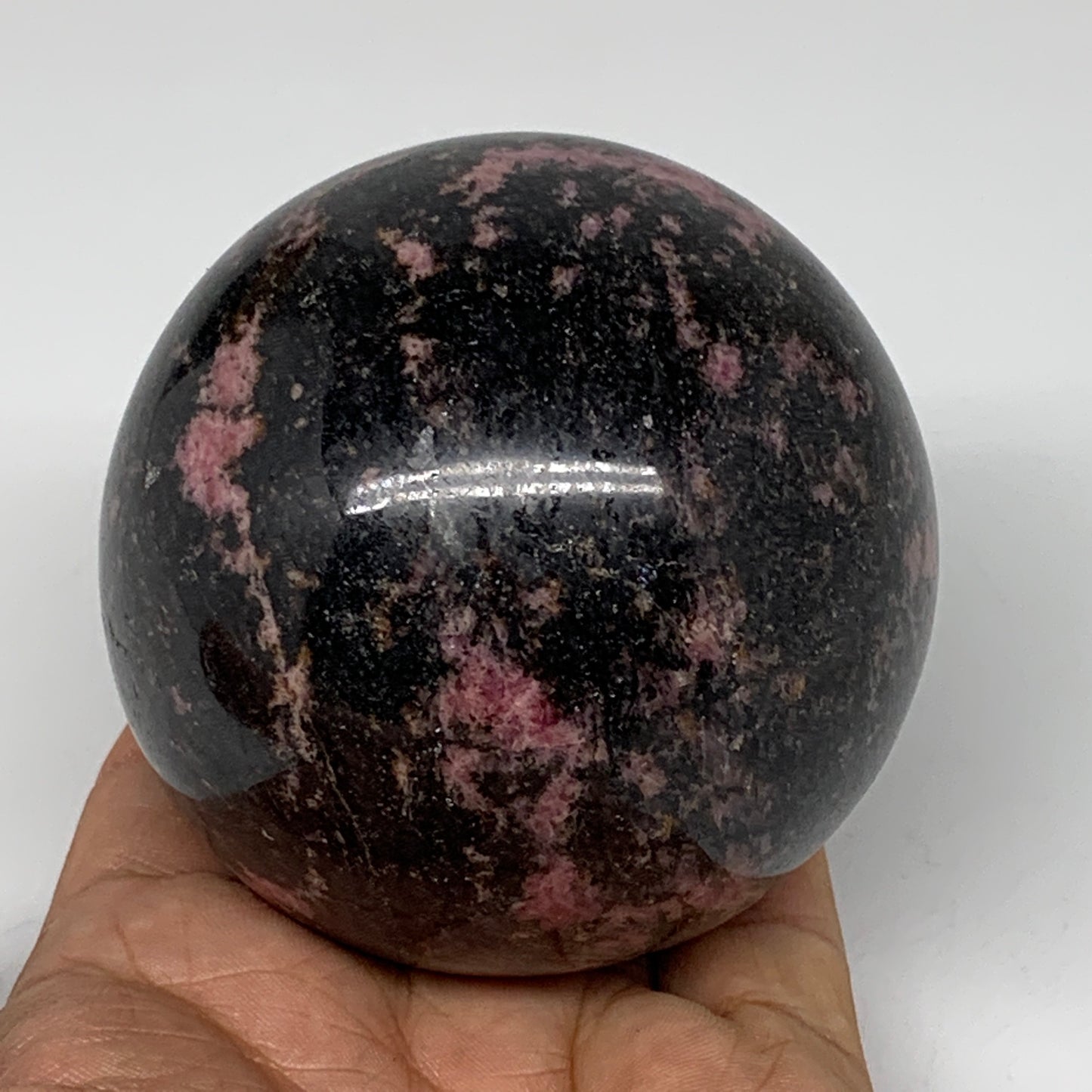 690g, 2.9" (74mm) Natural Untreated Rhodonite Sphere Ball @Madagascar, B4669