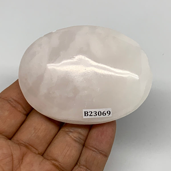 120.2g,2.9"x2.1"x0.8",Pink Calcite Palm-Stone Crystal Polished,B23069