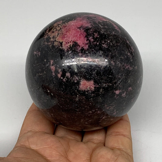 824g, 3" (75mm) Natural Untreated Rhodonite Sphere Ball @Madagascar, B4670