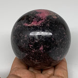 824g, 3" (75mm) Natural Untreated Rhodonite Sphere Ball @Madagascar, B4670