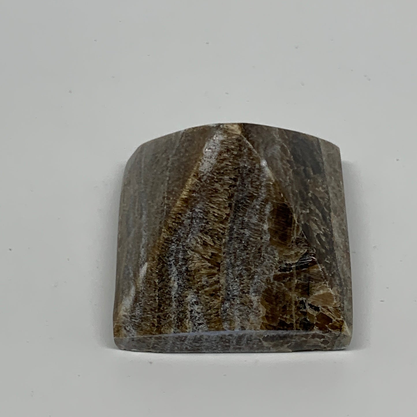71.7g, 1.3"x1.9"x1.6" Chocolate/Gray Onyx Pyramid Gemstone @Morocco, B19012