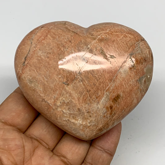 238.7g,2.6"x3.1"x1.3", Pink Peach Moonstone Heart Crystal Polished Reiki,B17475
