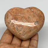 238.7g,2.6"x3.1"x1.3", Pink Peach Moonstone Heart Crystal Polished Reiki,B17475