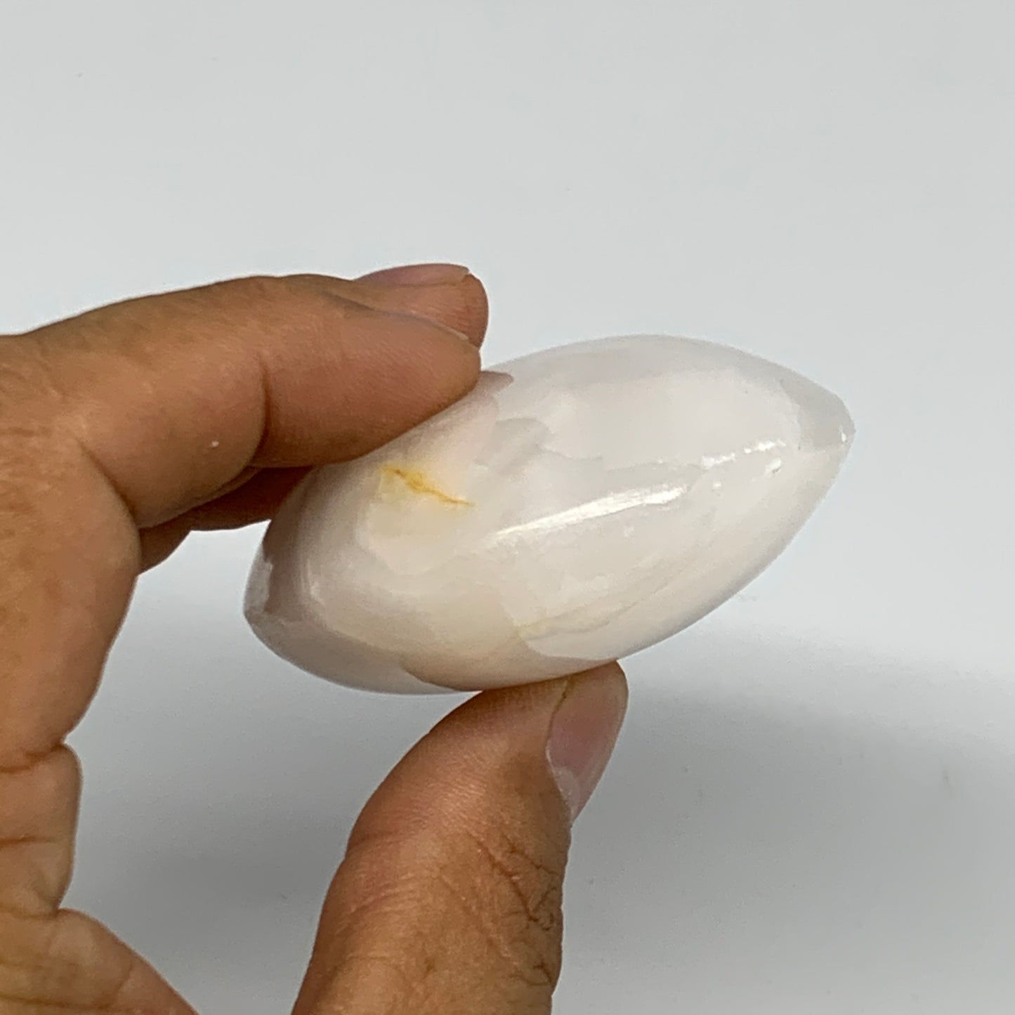 146g,2.9"x2.1"x1.1",Pink Calcite Palm-Stone Crystal Polished,B23070