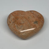238.7g,2.6"x3.1"x1.3", Pink Peach Moonstone Heart Crystal Polished Reiki,B17475