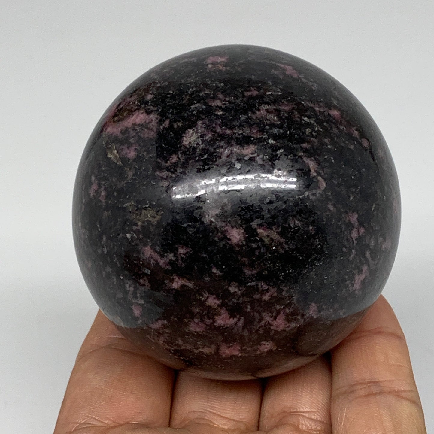 478g, 2.5" (63mm) Natural Untreated Rhodonite Sphere Ball @Madagascar, B4672