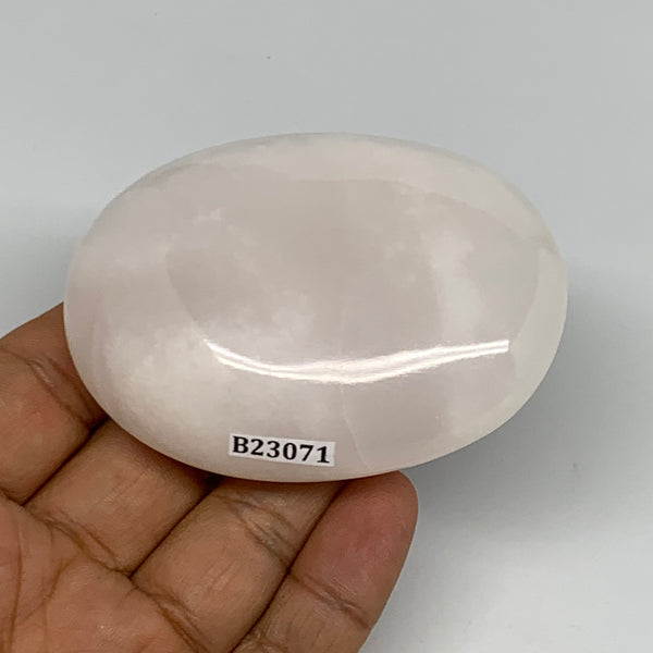 152.7g,2.9"x2.1"x1",Pink Calcite Palm-Stone Crystal Polished,B23071