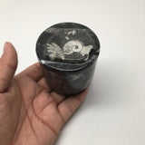 234g, 2.2"x2.4" Small Round Fossils Ammonite Brown Jewelry Box @Morocco,MF901 - watangem.com