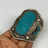 58.8g, 3.2" Vintage Reproduced Afghan Turkmen Synthetic Turquoise Cuff Bracelet,