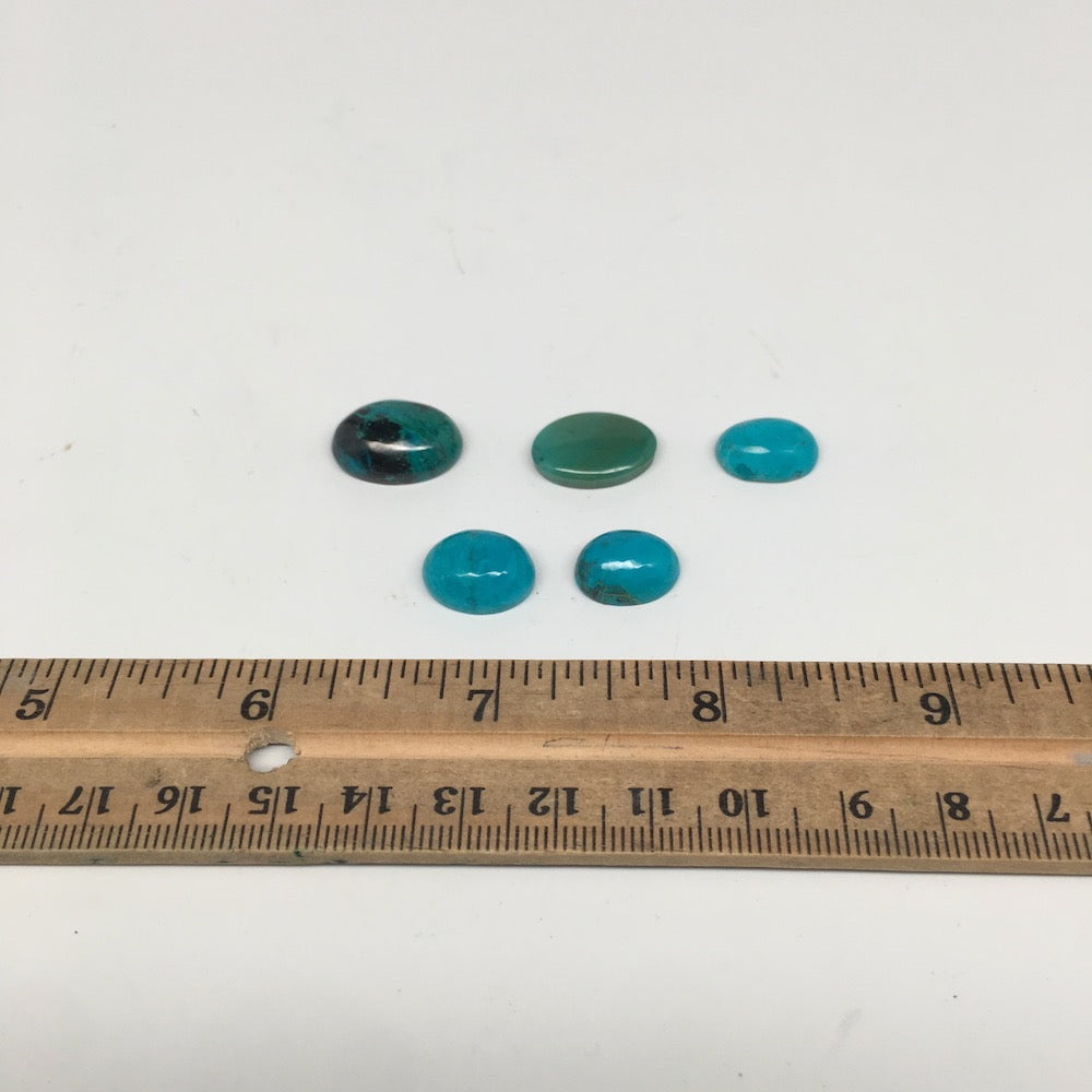 36.5 cts, 5pcs, Natural Oval Flat Bottom Chrysocolla Cabochons @Mexico,Lot37