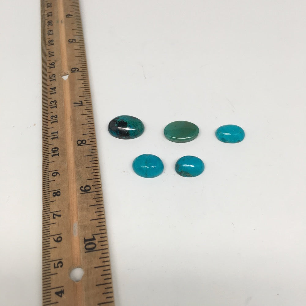 36.5 cts, 5pcs, Natural Oval Flat Bottom Chrysocolla Cabochons @Mexico,Lot37