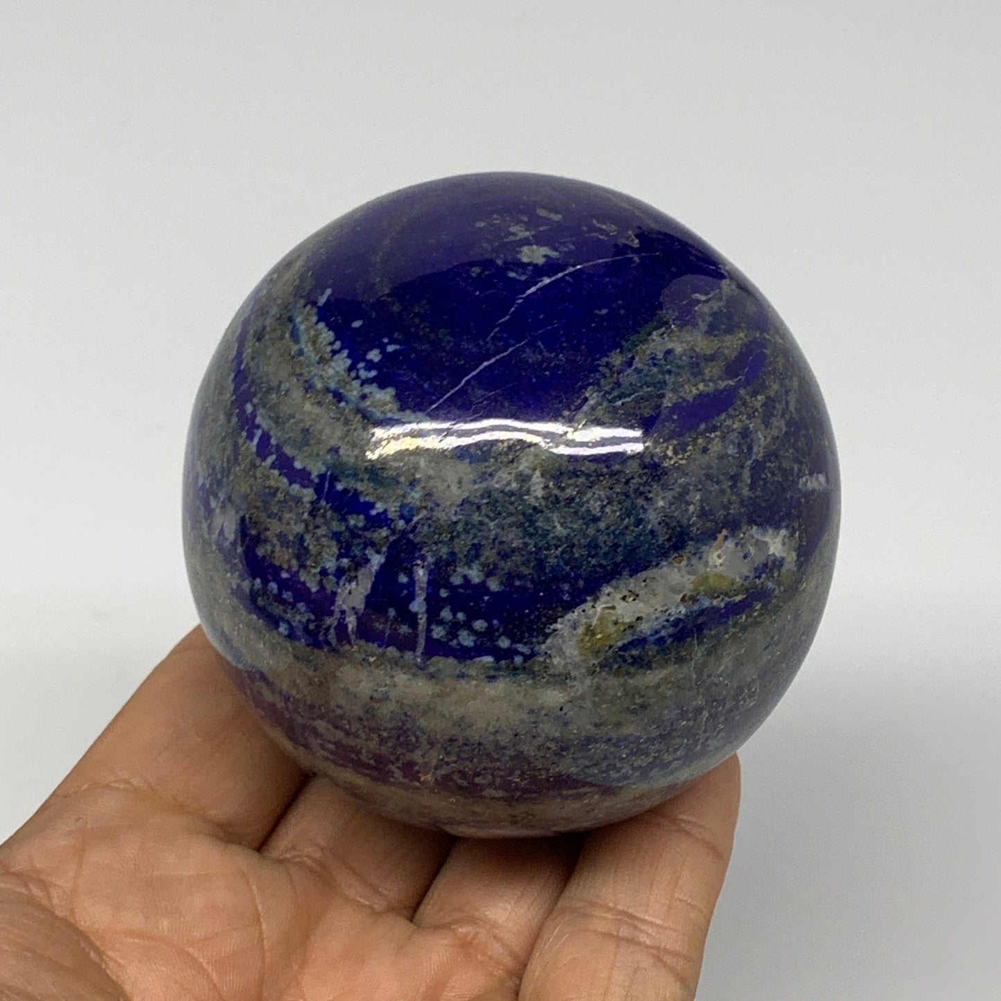 498g, 2.6"(66mm), Natural Lapis Lazuli Sphere Ball Gemstone @Afghanistan, B25403