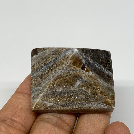 41.5g, 1"x1.6"x1.5" Chocolate/Gray Onyx Pyramid Gemstone @Morocco, B19015