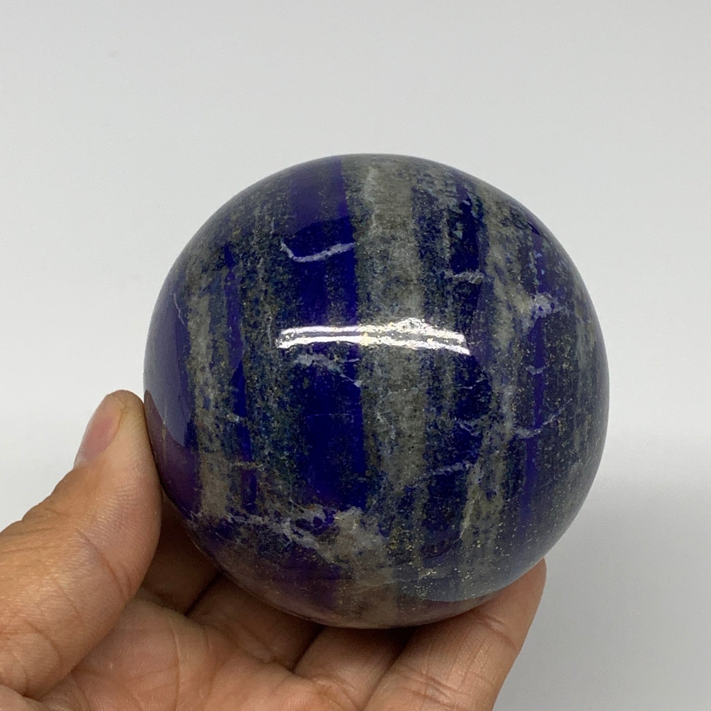 498g, 2.6"(66mm), Natural Lapis Lazuli Sphere Ball Gemstone @Afghanistan, B25403