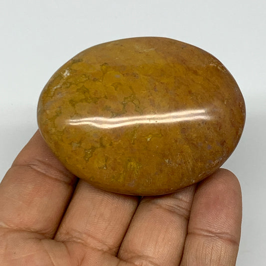 82.9g, 2.3"x1.8"x0.9" Ocean Jasper Palm-Stone Orbicular Jasper Reiki Energy,B166