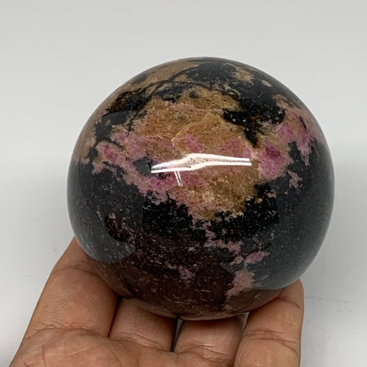 722g, 2.8" (71mm) Natural Untreated Rhodonite Sphere Ball @Madagascar, B4673