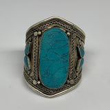 58.8g, 3.2" Vintage Reproduced Afghan Turkmen Synthetic Turquoise Cuff Bracelet,