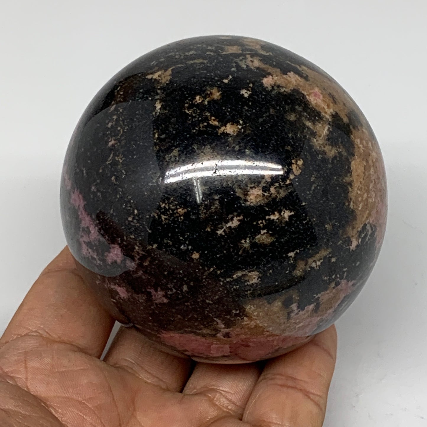 722g, 2.8" (71mm) Natural Untreated Rhodonite Sphere Ball @Madagascar, B4673