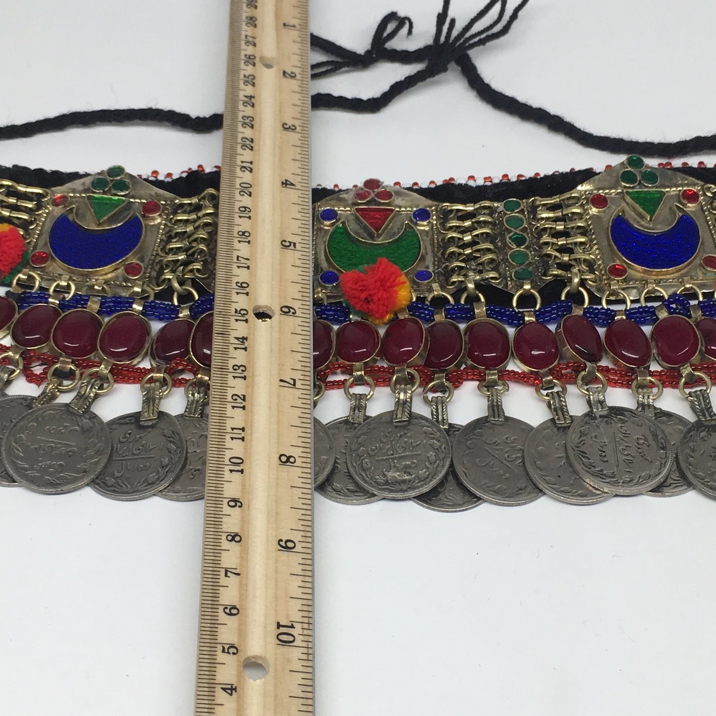 11.75"x4.5" Kuchi Choker Multi-Color Tribal Gypsy Bohemian Statement Coins,KC513