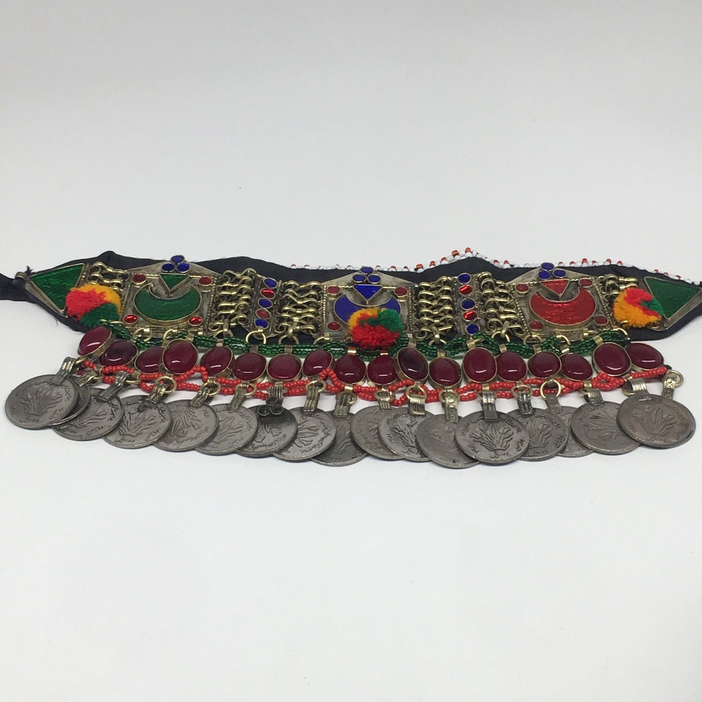 11.5"x4.5" Kuchi Choker Multi-Color Tribal Gypsy Bohemian Statement Coins,KC514