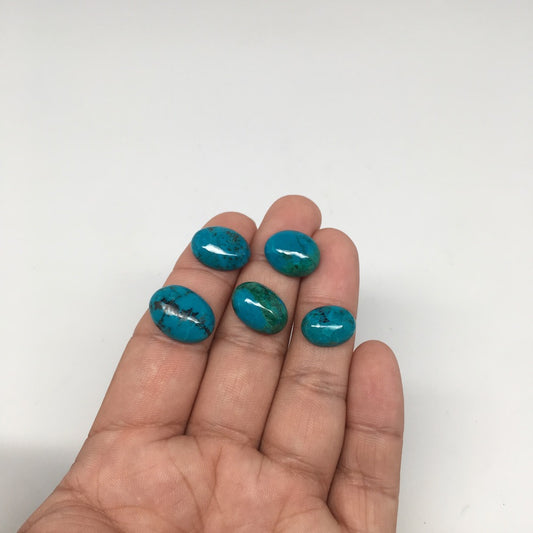 36.5 cts, 5pcs, Natural Oval Flat Bottom Chrysocolla Cabochons @Mexico,Lot39