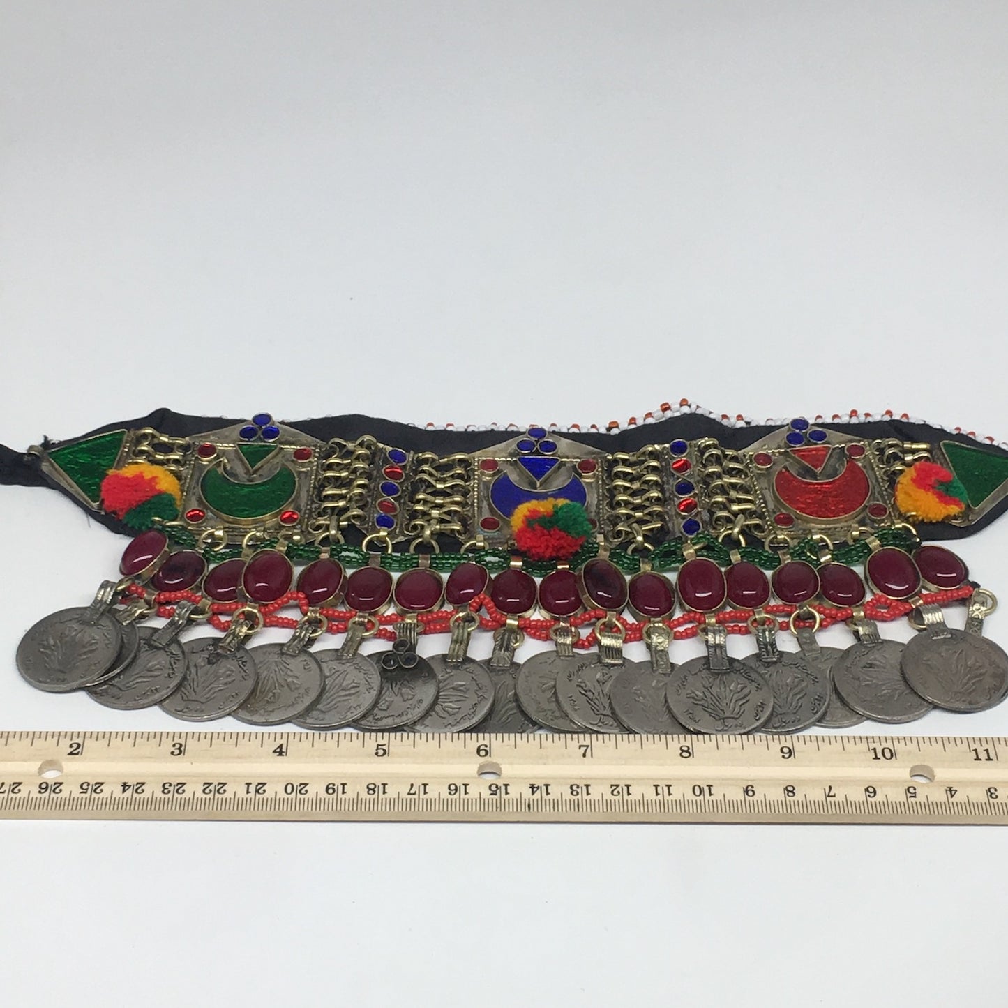 11.5"x4.5" Kuchi Choker Multi-Color Tribal Gypsy Bohemian Statement Coins,KC514