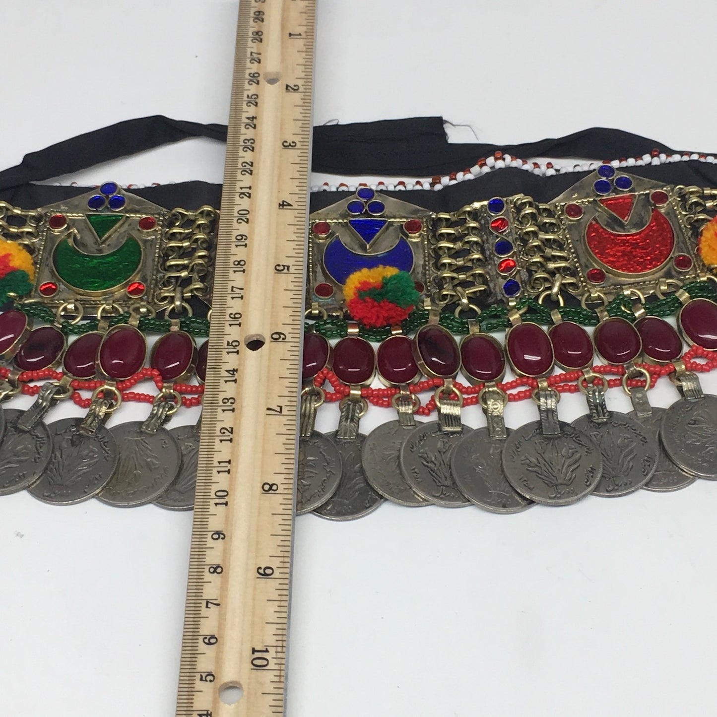 11.5"x4.5" Kuchi Choker Multi-Color Tribal Gypsy Bohemian Statement Coins,KC514