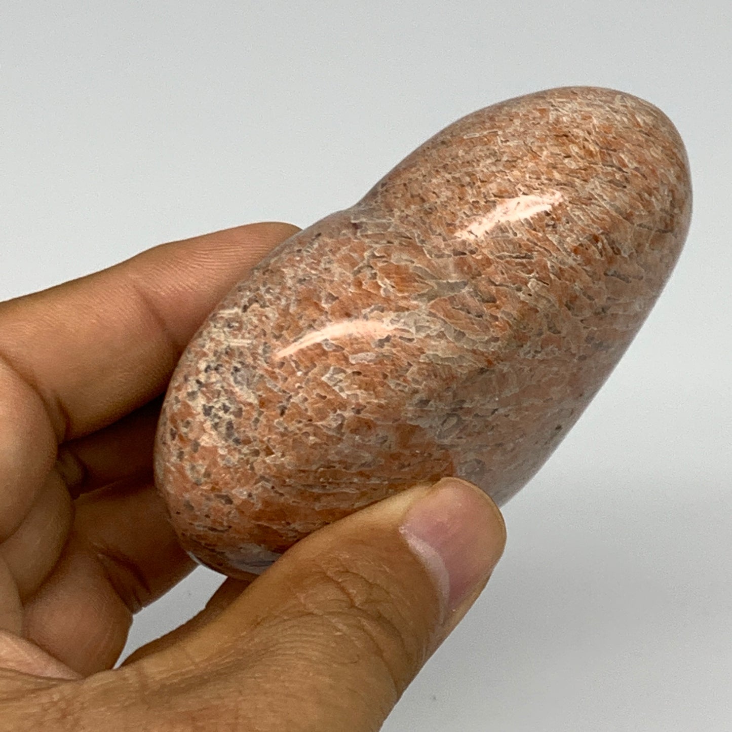 199.8g,2.6"x3.1"x1.1", Pink Peach Moonstone Heart Crystal Polished Reiki,B17478