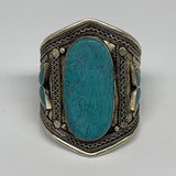 56g, 3.2" Vintage Reproduced Afghan Turkmen Synthetic Turquoise Cuff Bracelet, B