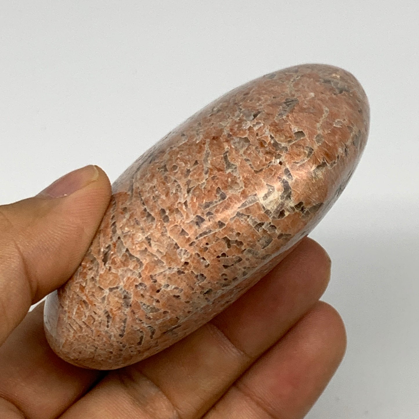 199.8g,2.6"x3.1"x1.1", Pink Peach Moonstone Heart Crystal Polished Reiki,B17478