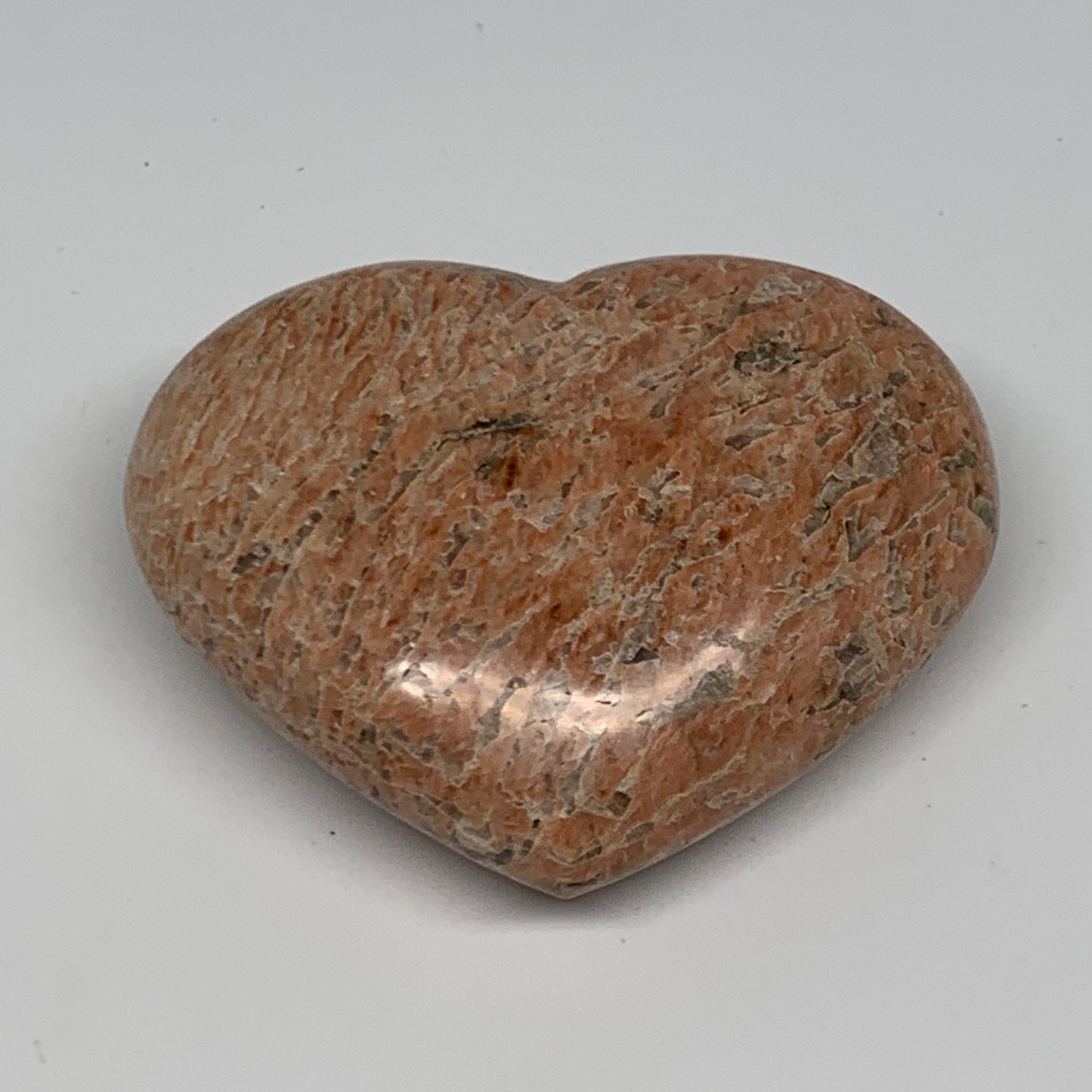 199.8g,2.6"x3.1"x1.1", Pink Peach Moonstone Heart Crystal Polished Reiki,B17478
